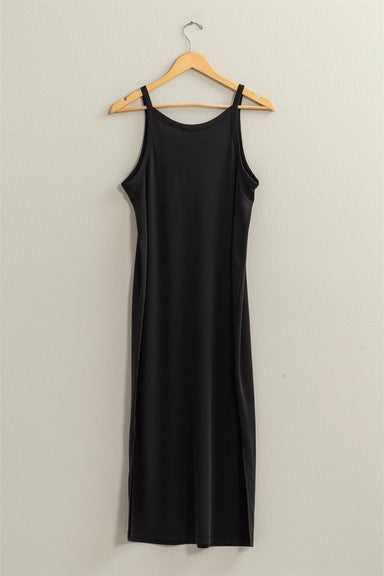 Double Zero - Soft V Neck Midi Dress - Black - Back