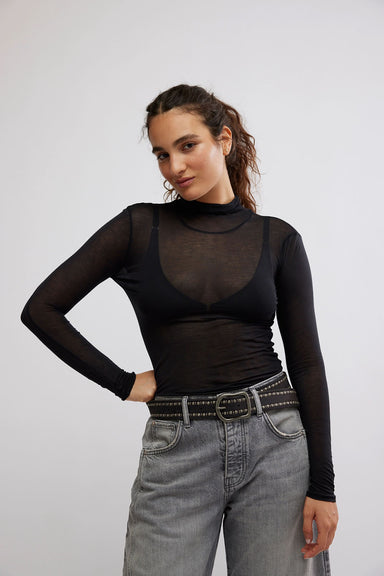 Free People - On Air Turtleneck - Black - Front