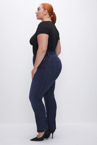 Good American - Good Curve Straight Jeans - Indigo - Side