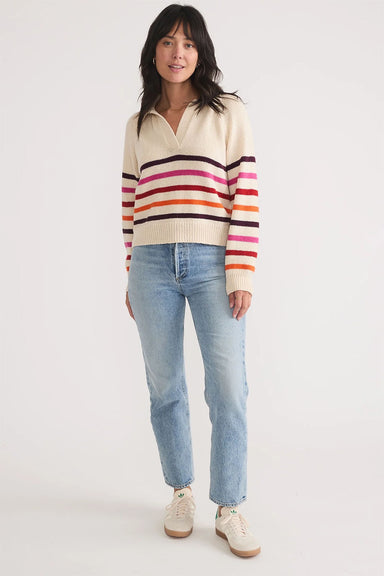 Marine Layer - Claire Relaxed Polo - Warm Stripe - Front