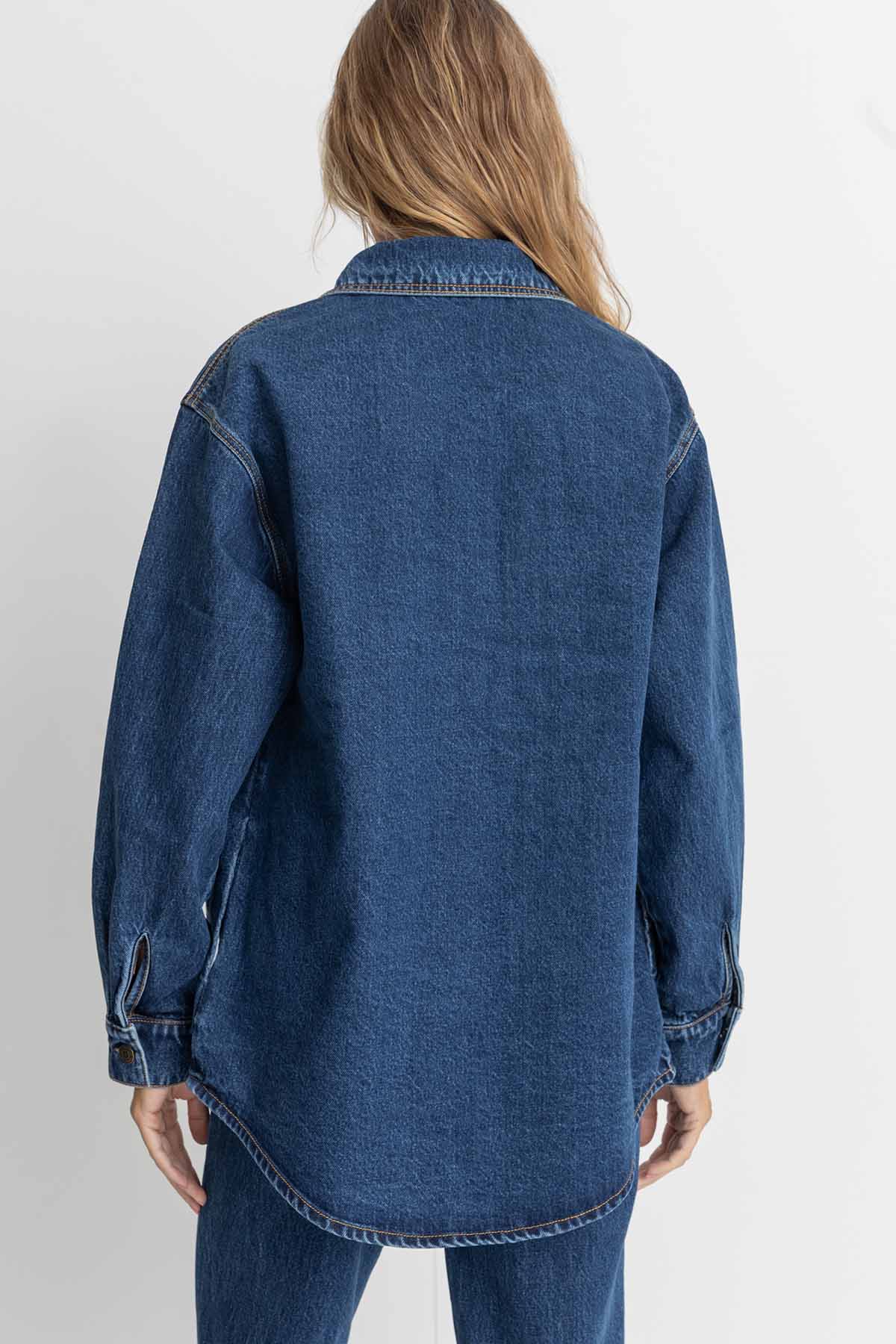 Rhythm - Oversized Denim Shacket - Dark Wash - Back