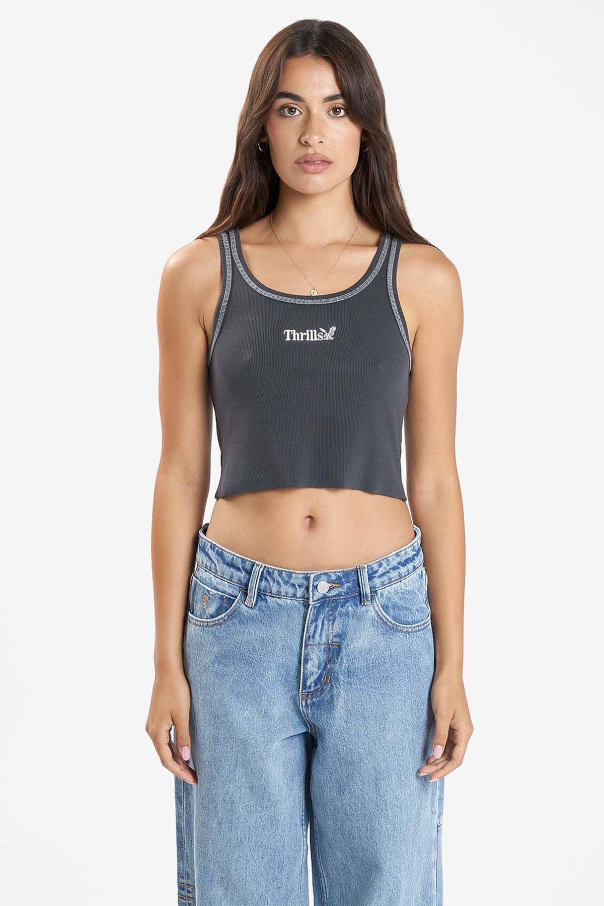 Thrills - Workwear Cali Tank - Dark Charcoal - Front