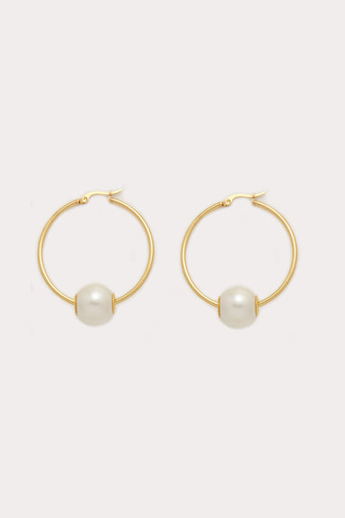 Petit Moments - Pearl Hoop Earrings - Gold