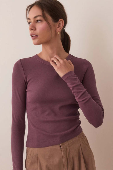 Marine Layer - Lexi Rib Sun-In LS Tee - Windsor Wine - Front