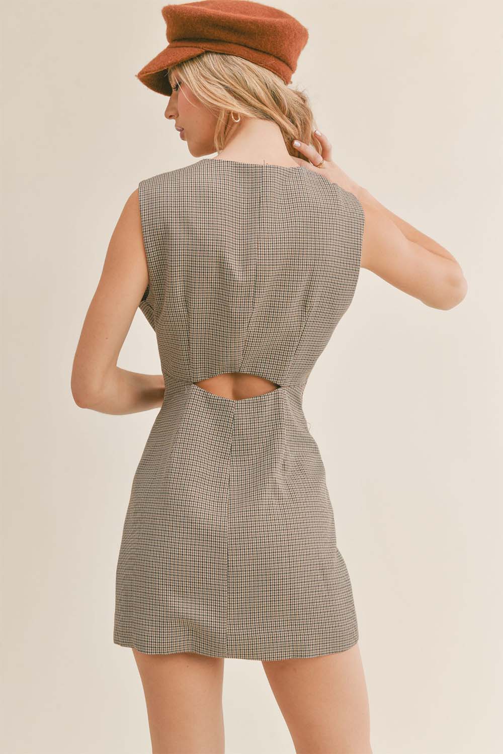 Sage the Label - Mirabel Cutout Blazer Dress - Brown Multi - Back