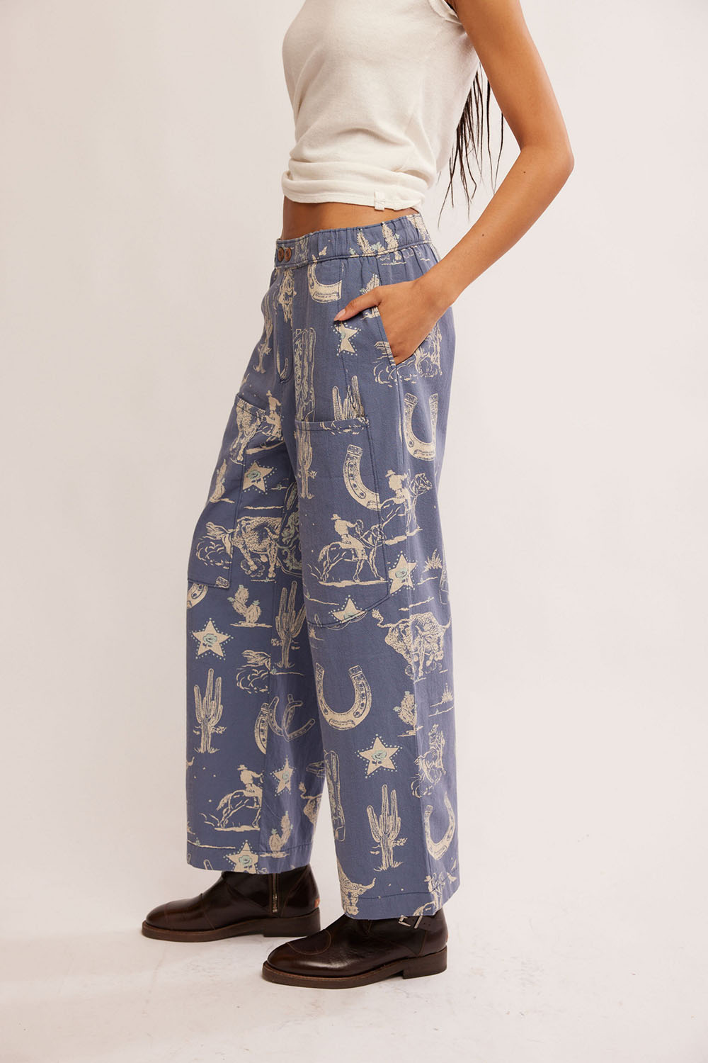 Free People - Seaside Pull-On Pant - Indigo Combo Rodeo - Side