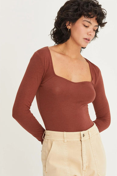 Double Zero - Knitted LS Bodysuit - Chestnut - Front