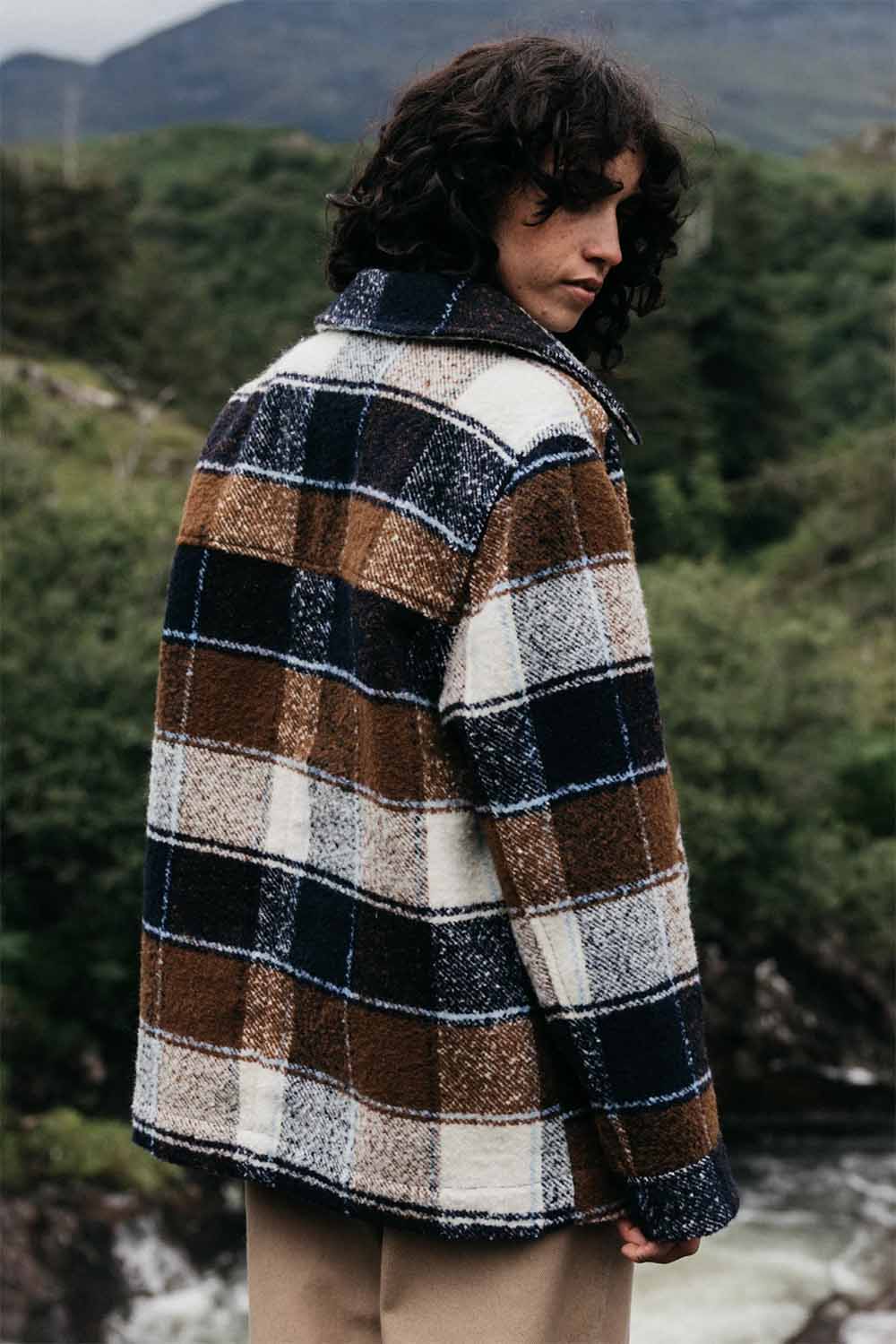 Finisterre - Stowe Blanket Jacket - Ecru Multi Check - Back