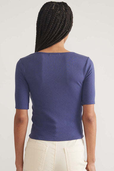 Marine Layer - Lexi Rib Square Neck Top - Skipper Blue - Back