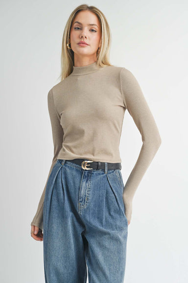 Sage the Label - To Hope For Mock Neck - Taupe - Front