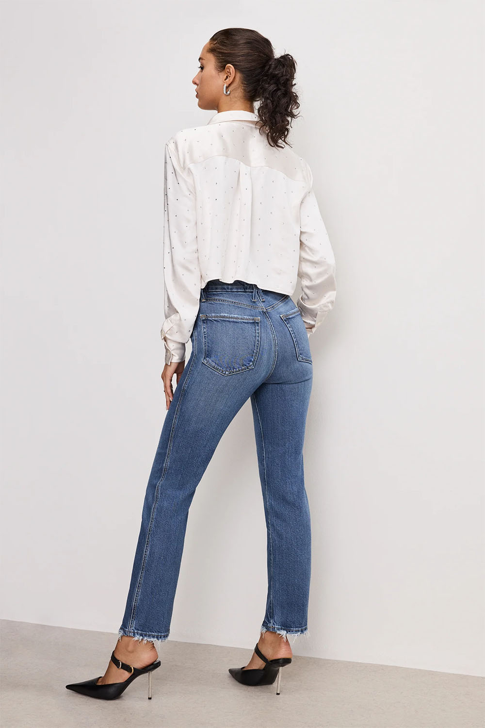 Good American - Good Curve Straight Jeans - Indigo - Back