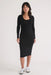 Marine Layer - Lexi Rib LS Midi Dress - Black - Front