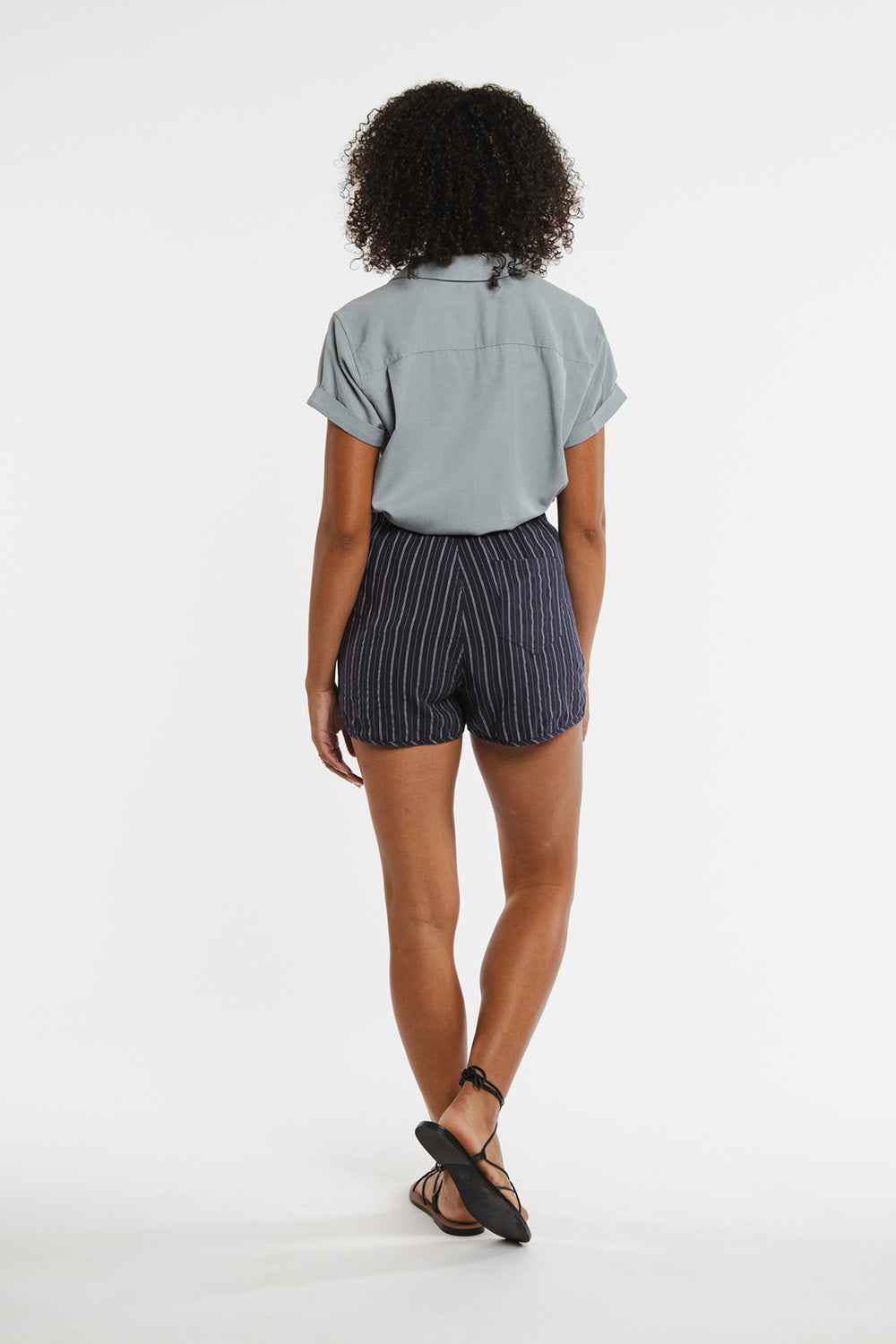 Bridge & Burn - Luca Track Short - Navy Stripe - Back