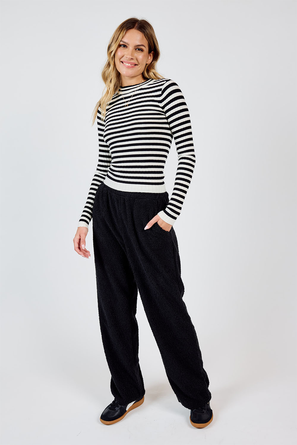 Sadie & Sage - Simply Being Striped Sweater - Black Ivory