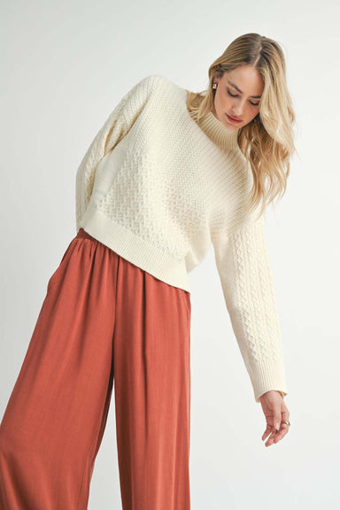 Sadie & Sage - Liss Turtleneck Sweater - Ivory - Front