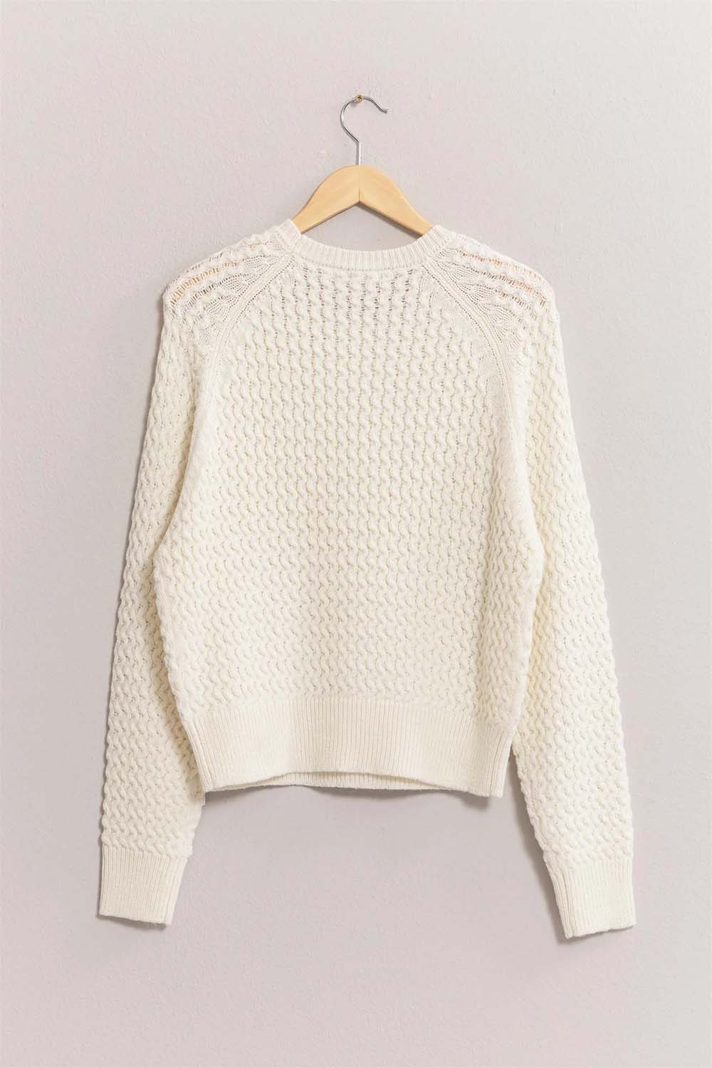 Double Zero - Zig Zag Sweater - Cream - Back