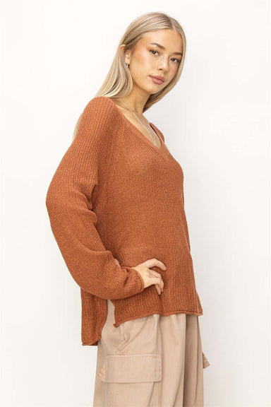 Double Zero - LS Oversized Sweater - Baked Clay - Side