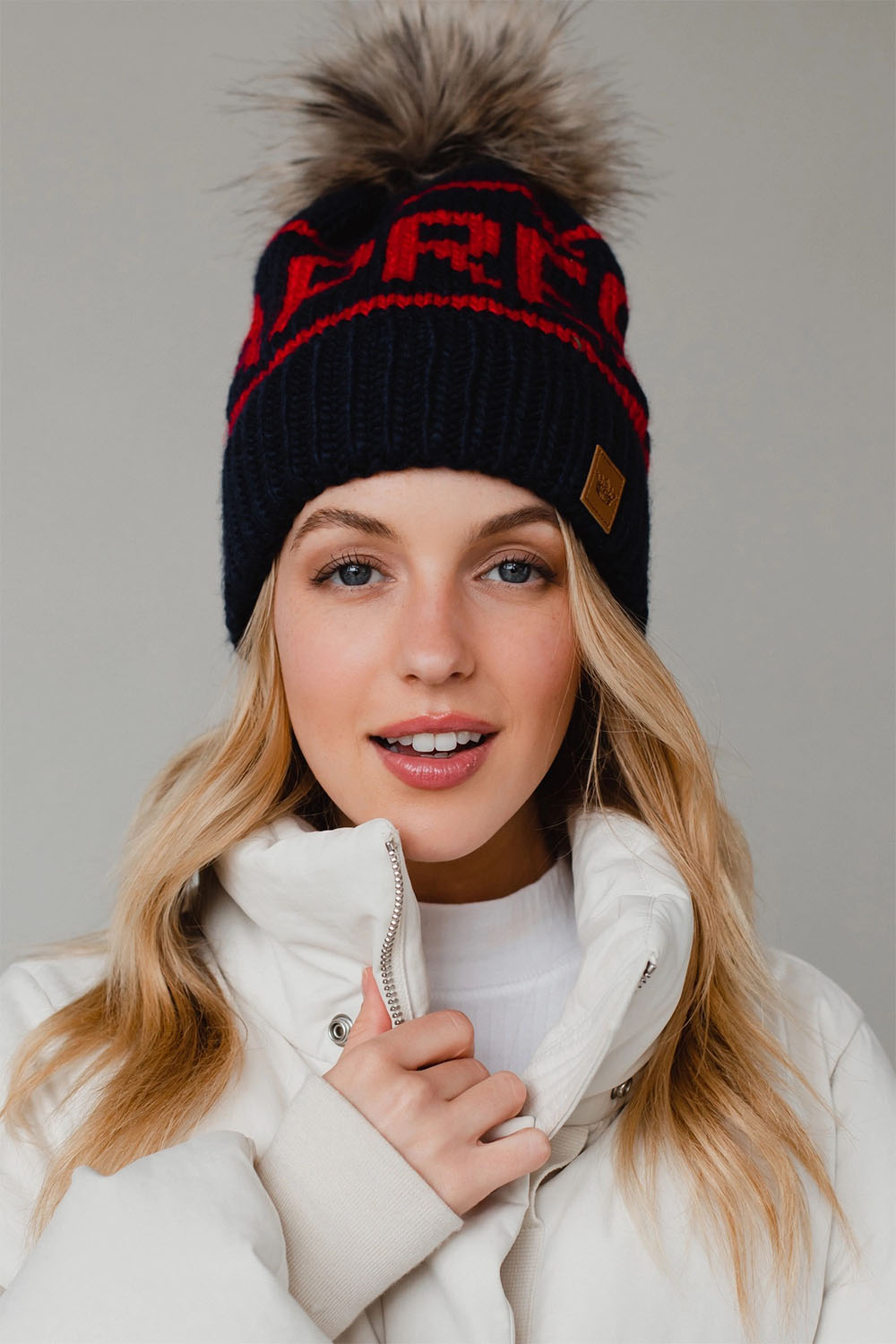 Panache Apparel Co - Apres Pom Hat - Navy/Red - Front