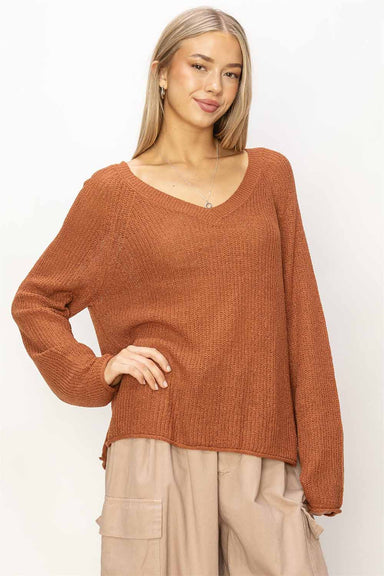 Double Zero - LS Oversized Sweater - Baked Clay - Front