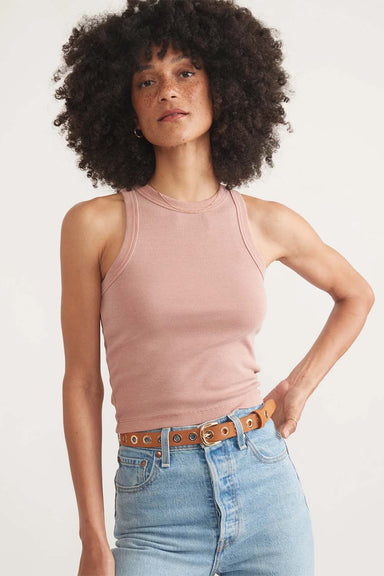 Marine Layer - Lexi Rib Sun-In High Neck Crop Tank - Rust - Front