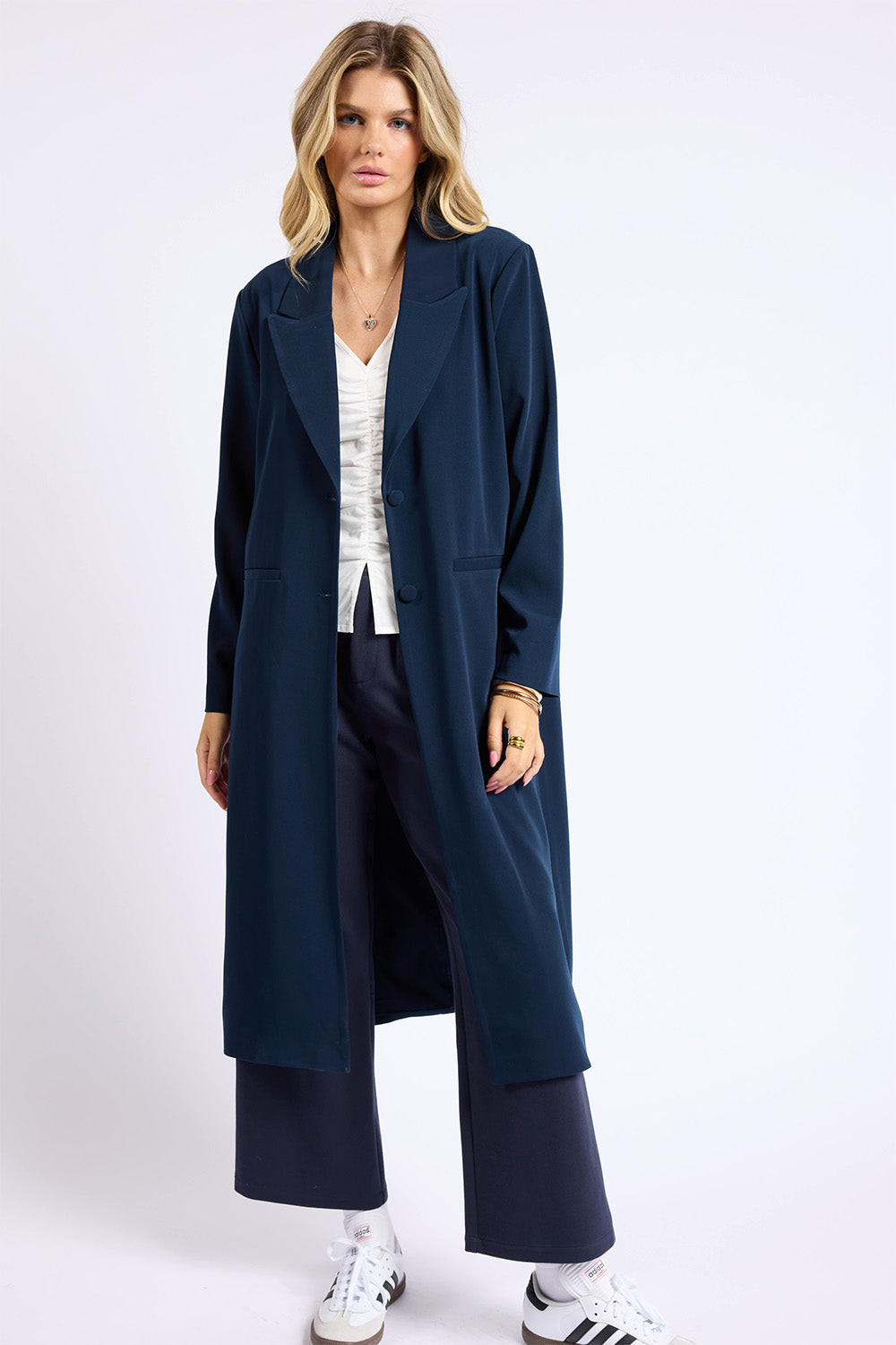 Sage the Label - Valerie Long Blazer - Indigo - Front