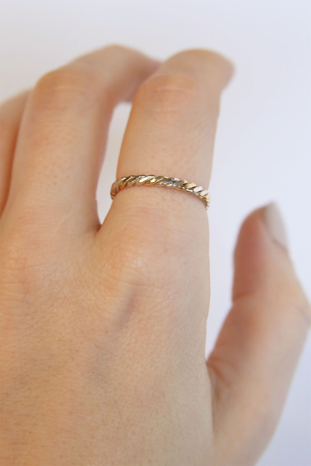 Able - Two Tone Twist Ring - Gold