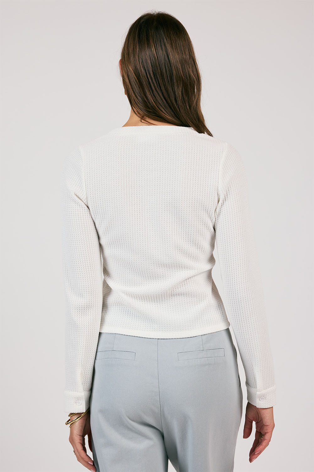 Sage the Label - Movement Waffle Henley - White - Back