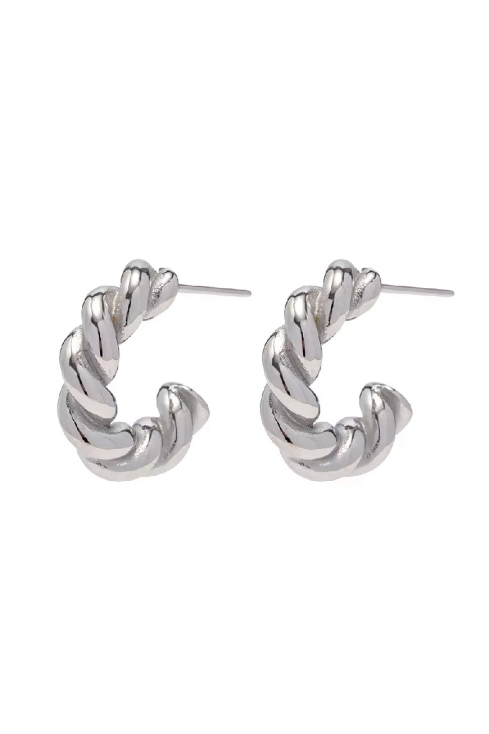 Pearl of the West - Crescent Hoops - Stainless Steel