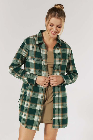 7 Diamonds - Generation Plaid Shacket - Basil - Front