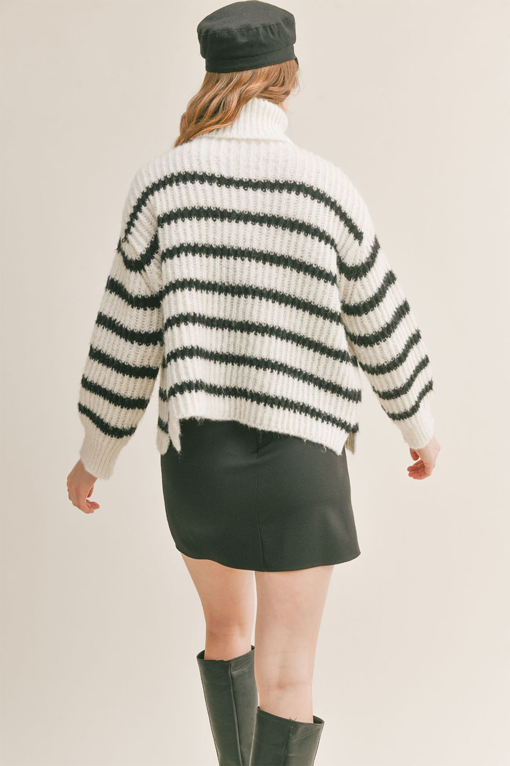 Sadie & Sage - Aki Striped Sweater - Ivory Black - Back