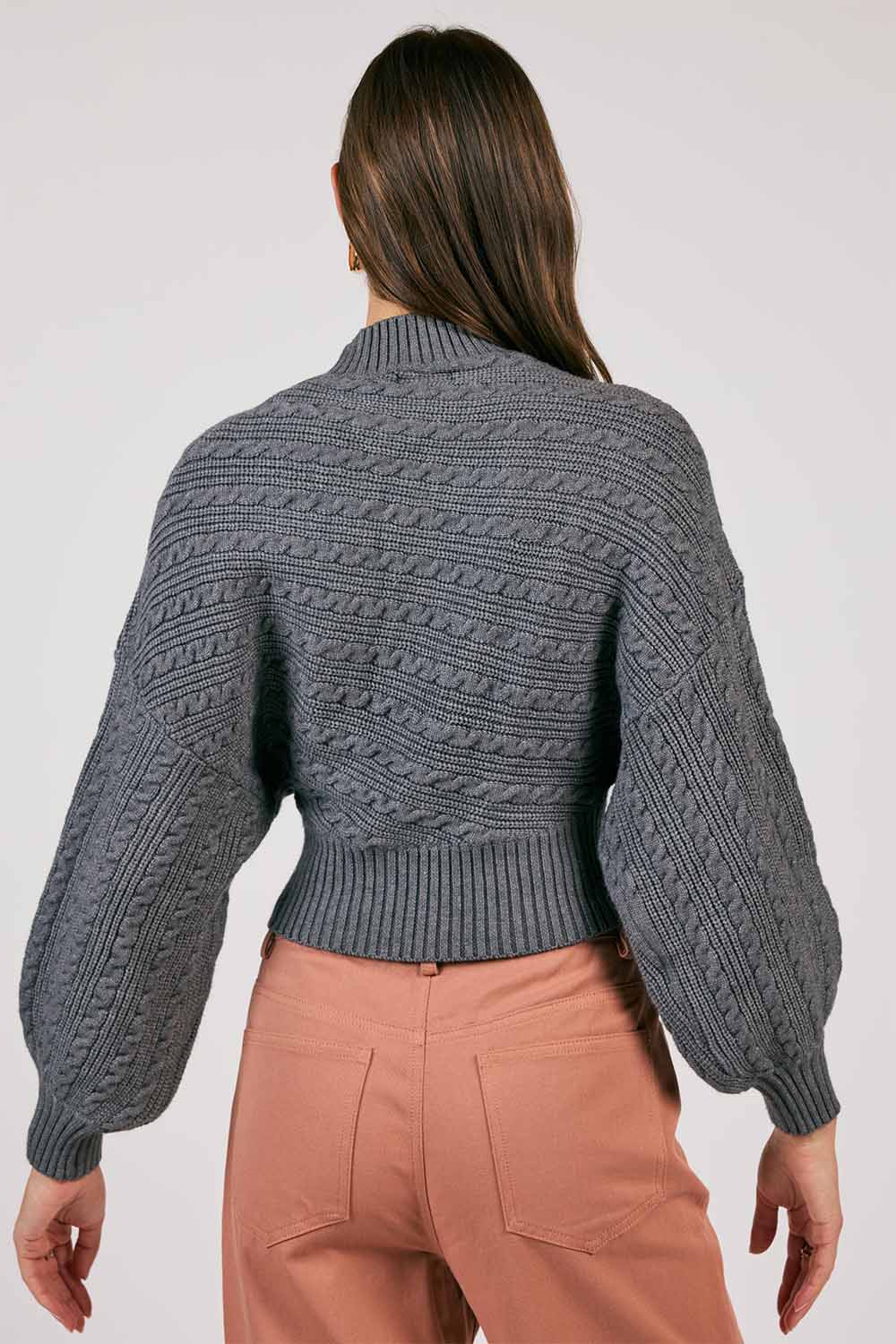 Sage the Label - Along the Vines Cable Sweater - Charcoal - Back