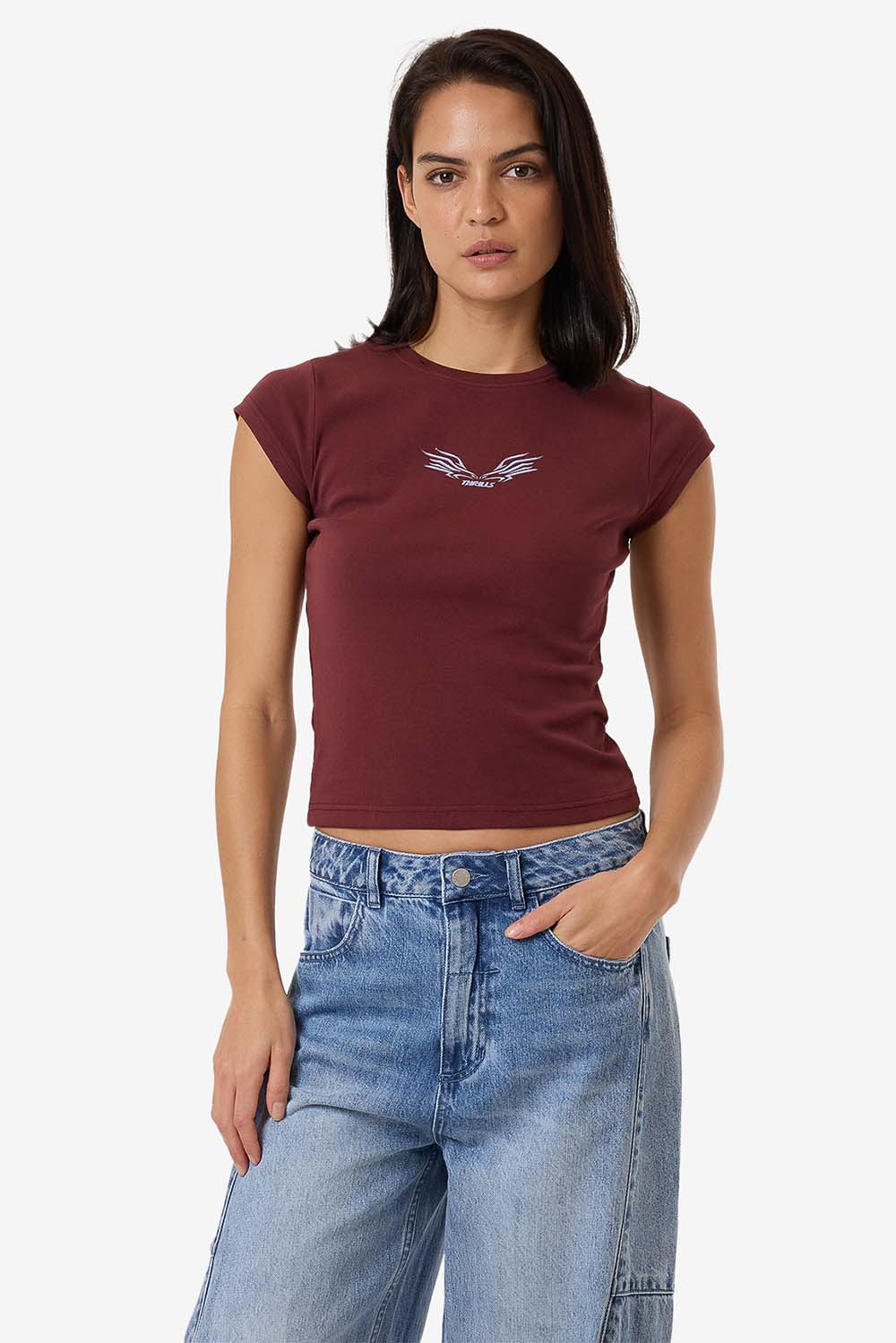 Thrills - Speed of Fury Club Tee - Dark Cherry - Front