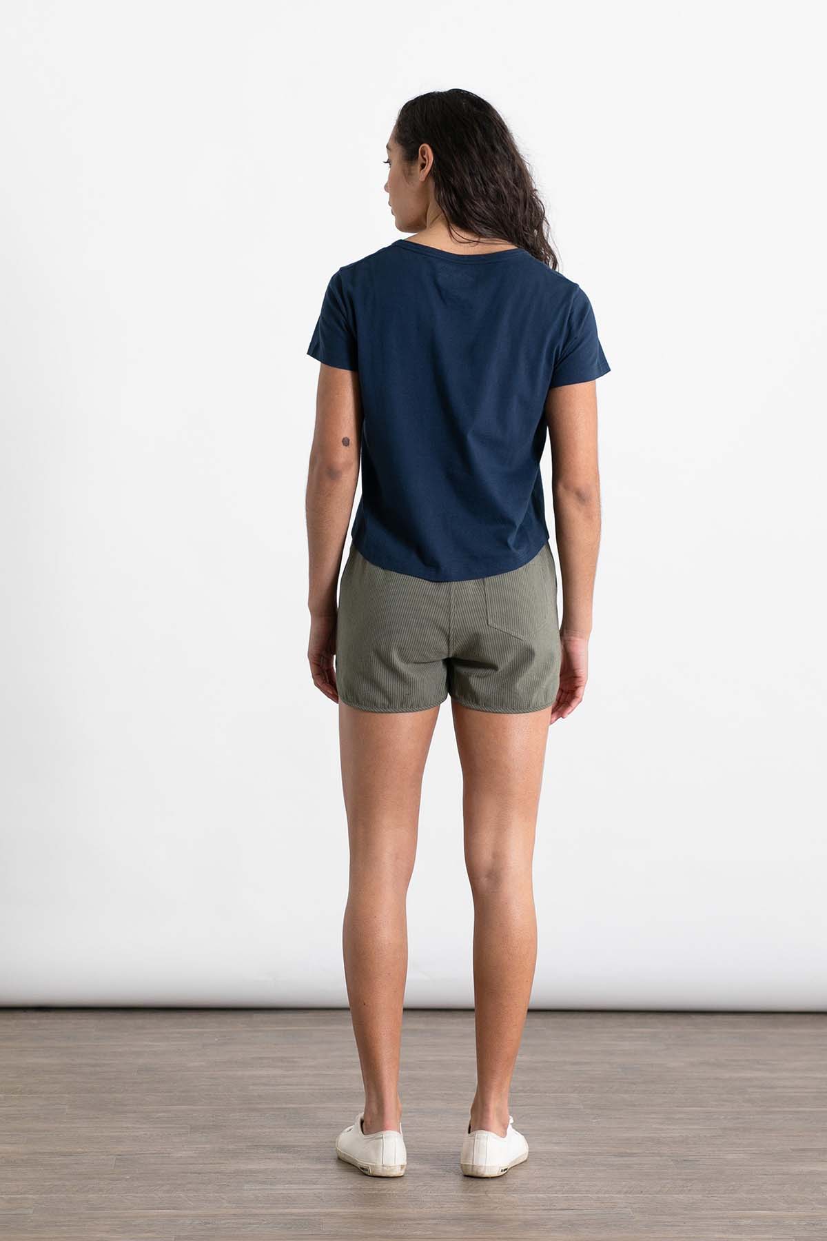 Bridge & Burn - Luca Track Short - Olive Pinstripe - Back