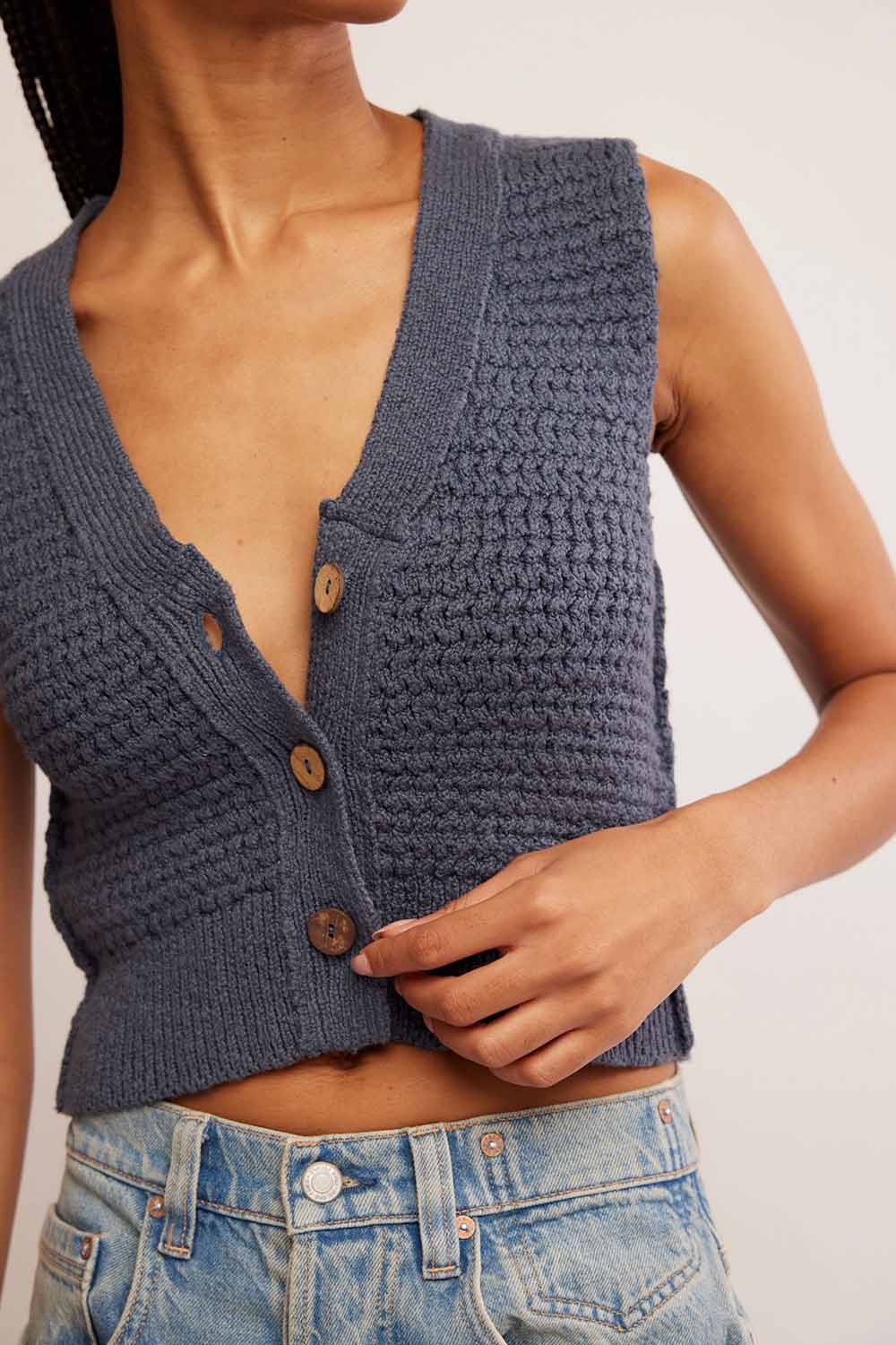 Free People - WTF Ava Vest - Vintage Indigo - Detail