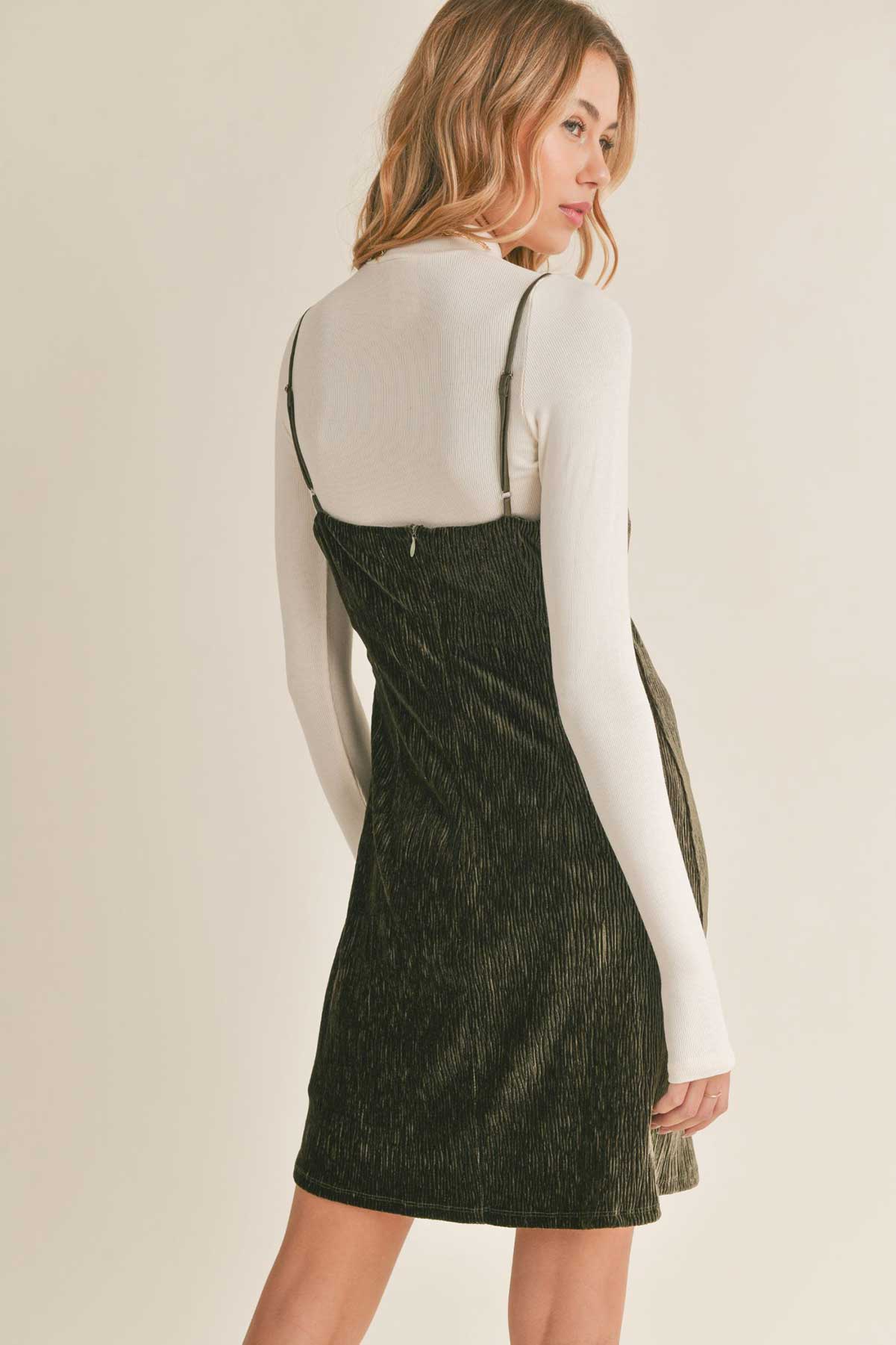 Sadie & Sage - Lorelai Mini Dress - Olive - Back