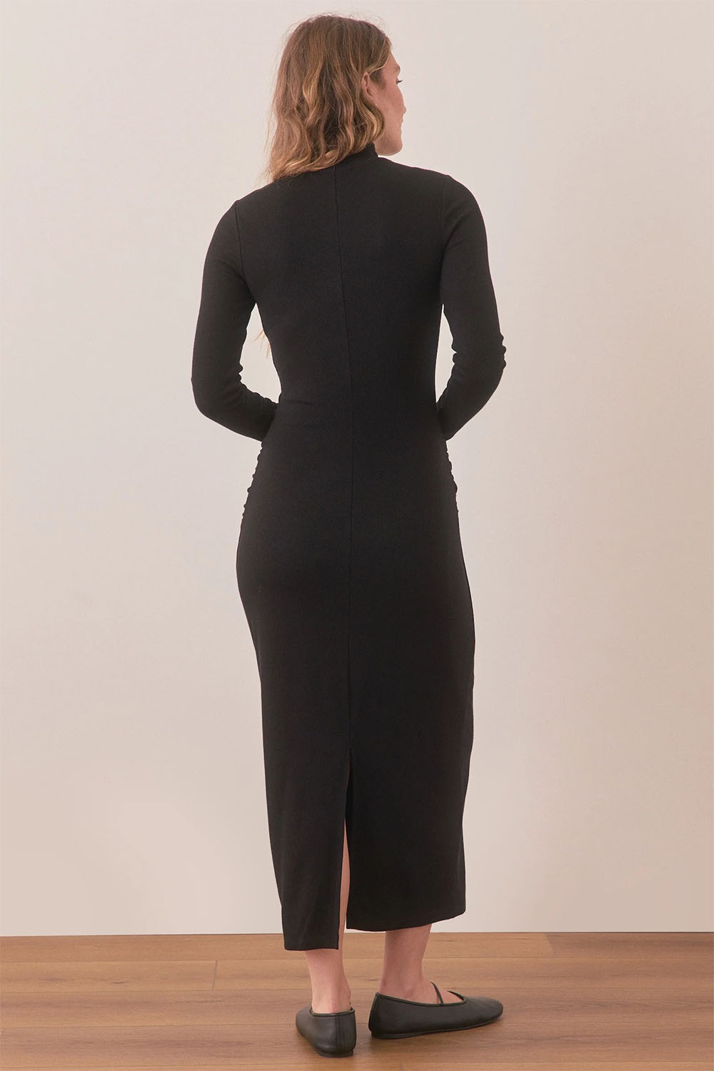 Marine Layer - Lexi Ruched Turtleneck Dress - Black - Back