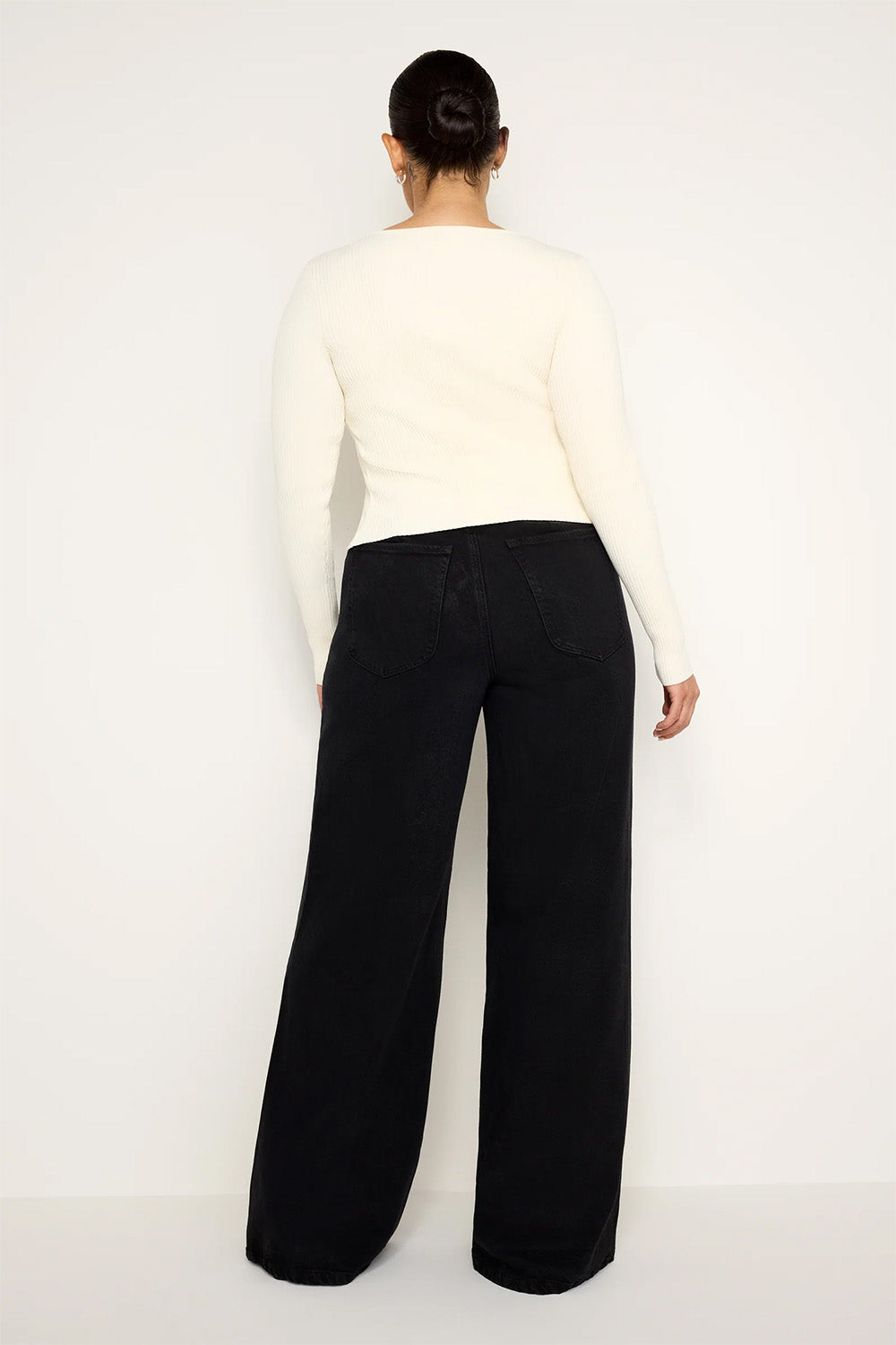 Good American - Good Waist Palazzo Jeans - Black - Back