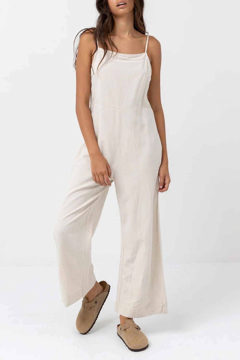 Rhythm - Classic Jumpsuit - Oat - Front