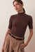 Marine Layer - Lexi Rib Mock Neck Top - Cappuccino - Front