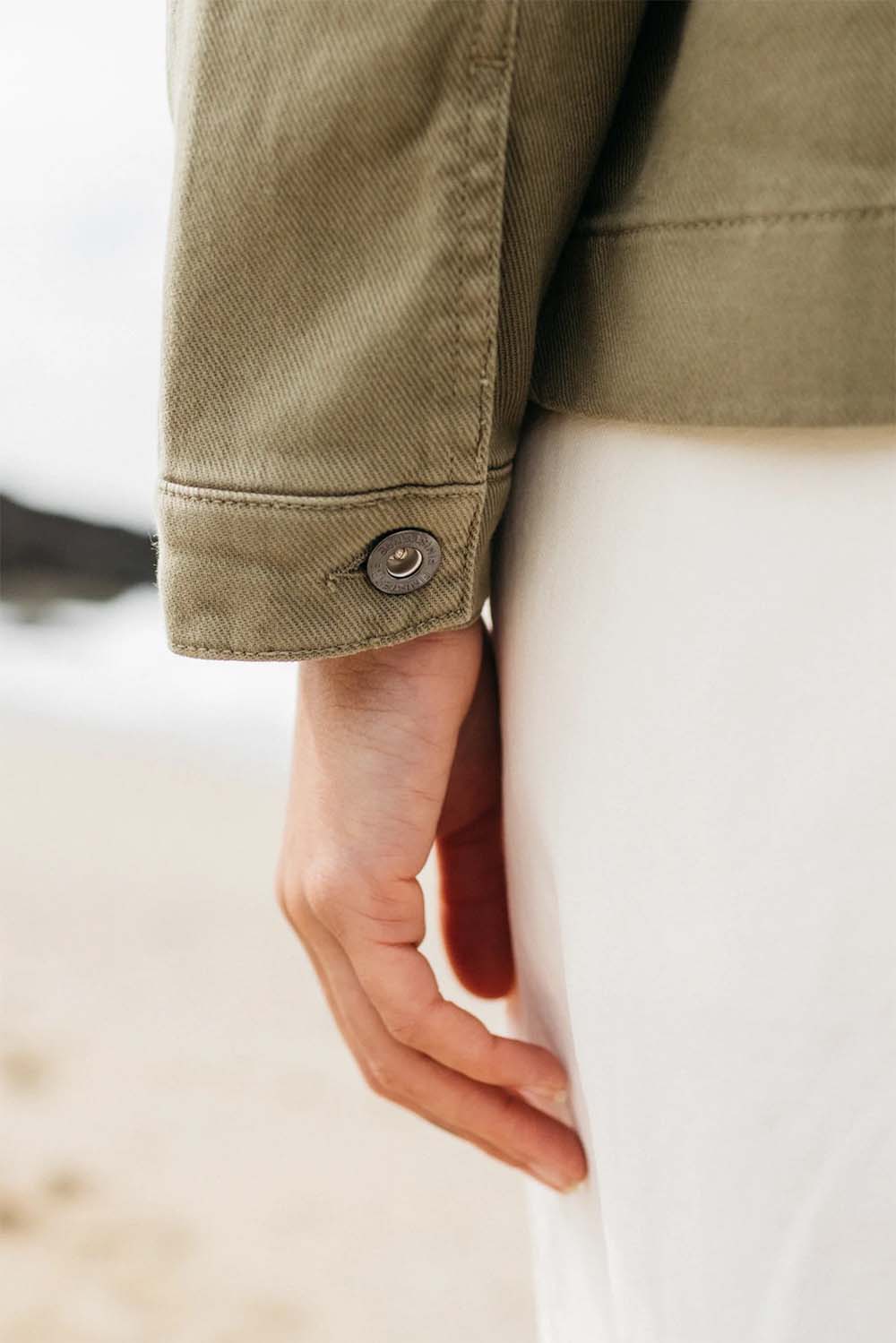 Finisterre - Yarrel Chore Jacket - Willow Green - Sleeve