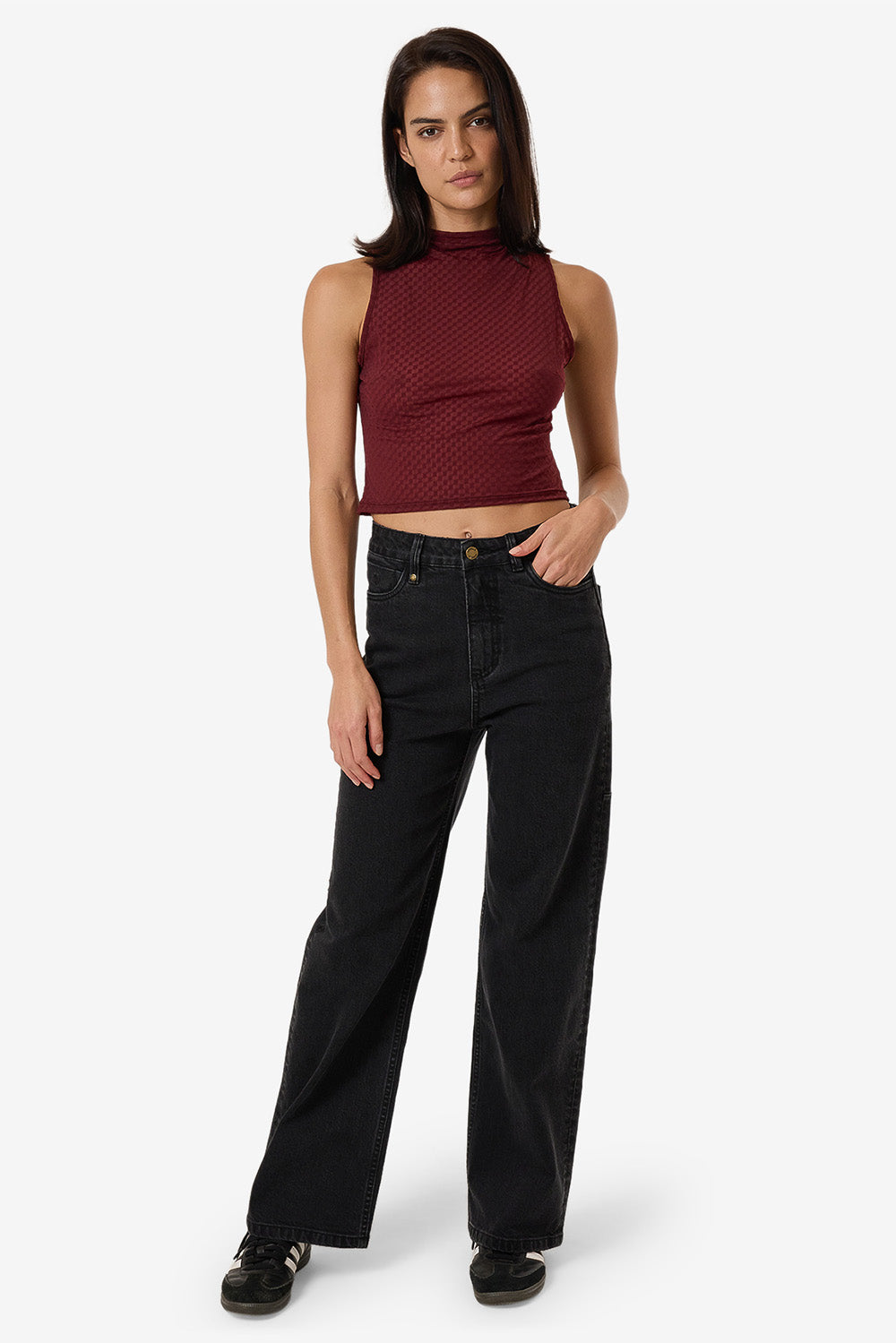 Thrills - Petra Mesh Top - Dark Cherry