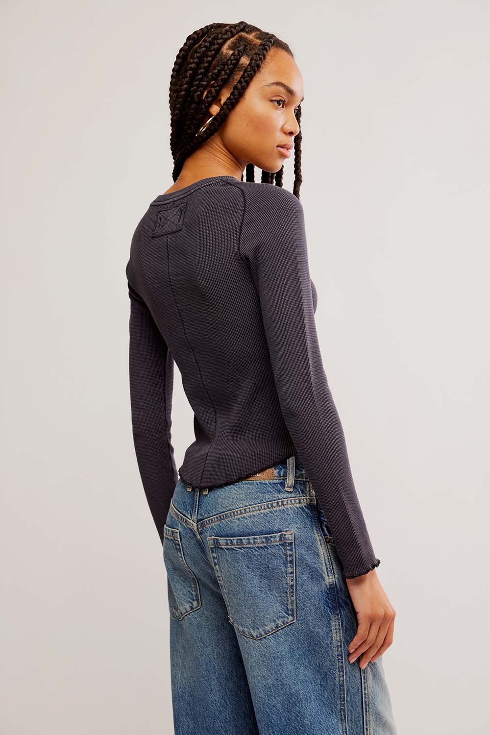 Free People - Easy Does It Tee - Black  - Back