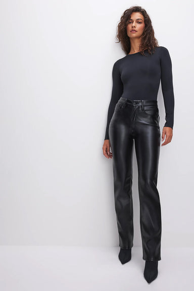 Good American - Good Icon Faux Leather Pant - Black - Front