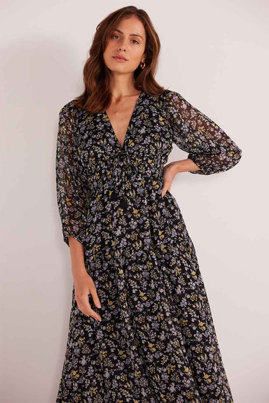 Mink Pink - Taylee Long Sleeve Midi Dress - Midnight Ditsy