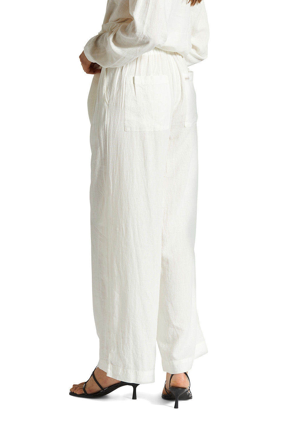 Brixton - Vintage Linen Wide Leg Pant - Off White - Back