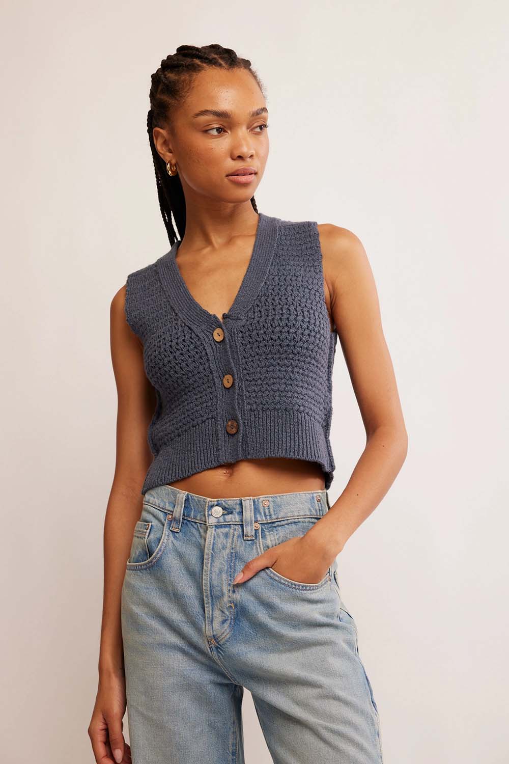 Free People - WTF Ava Vest - Vintage Indigo - Front