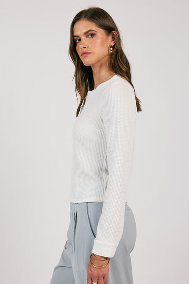 Sage the Label - Movement Waffle Henley - White - Side