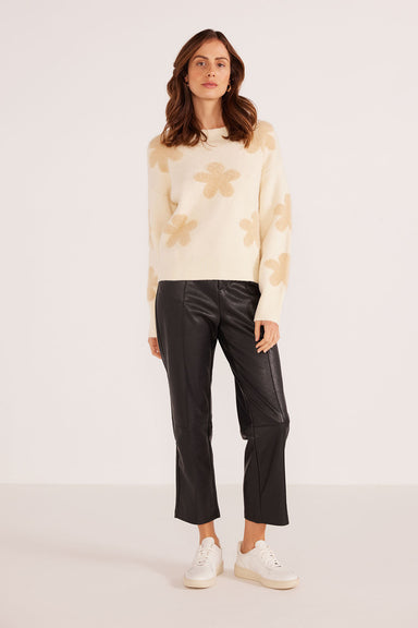 Mink Pink - Daisy Fluffy Knit Jumper - Cream - Front