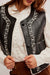 Free People - Travelers Leather Vest - Black Cream - Detail