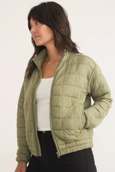 Marine Layer - Corbet Quilted Bomber - Light Olive - Side